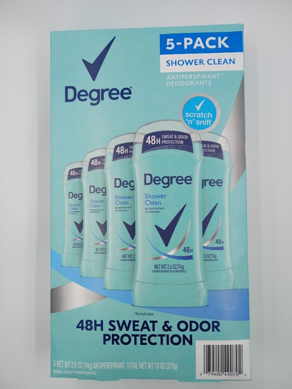 5-Pack Degree Antiperspirant Deodorant Shower Clean 48-Hour Protection 2.6 oz